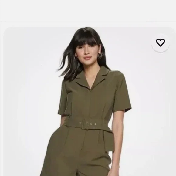 Olive Green Women's Jumpsuit - Picture 2 of 7